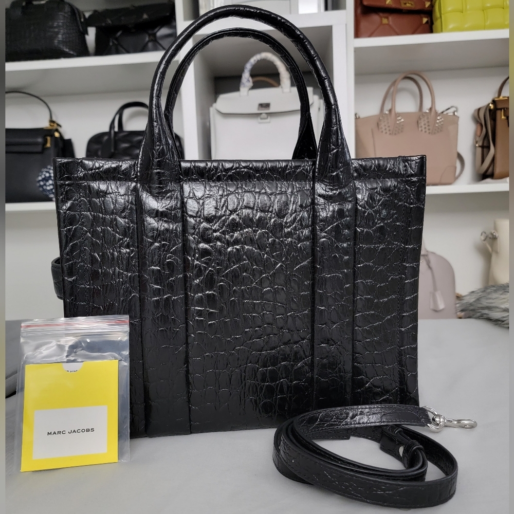 Marc Jacobs Croc Medium Tote Bag in Black